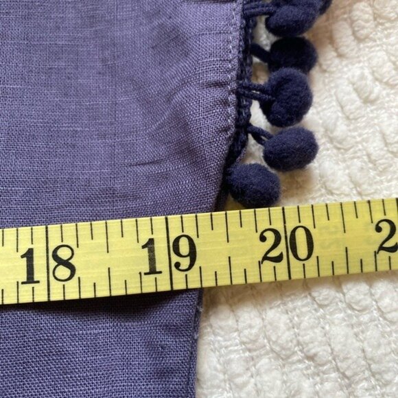 NWT - VLD Blue Linen-Cotton Pom-Pom Lightweight Summer Sheath Dress Size S - Picture 4 of 9
